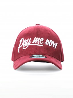 Burgundy & White Suede cap